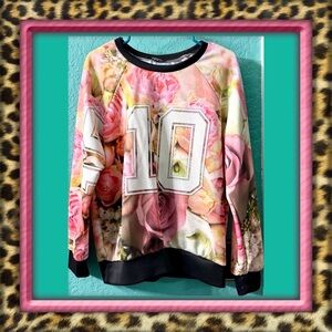 👑✅PRICE FIRM✅ Floral Long Sleeve Sweatshirt with Number 10 Front Design